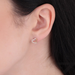 Kolczyki złote serce z cyrkoniami i infinity