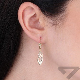 Kolczyki długie wiszące fala z cyrkoniami