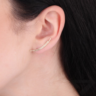 Kolczyki złote nausznice podwójny łuk z grawerem