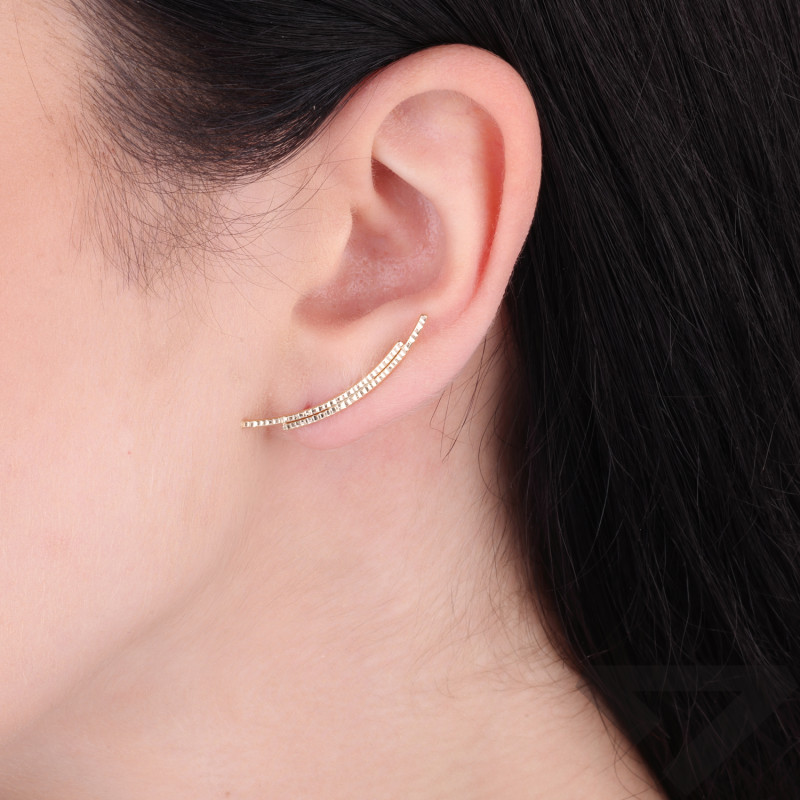 Kolczyki złote nausznice podwójny łuk z grawerem