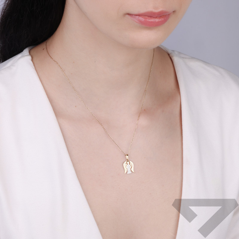 Medalik złoty anioł z cyrkoniami próba 375