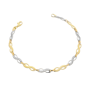 Bransoleta nieskończoność blask i cyrkonie dwa kolory złota