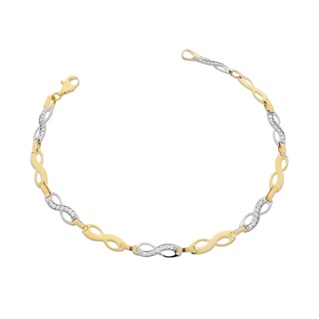 Bransoleta nieskończoność blask i cyrkonie dwa kolory złota