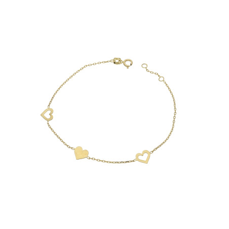 Bransoleta złota serce ramka i serce pełne