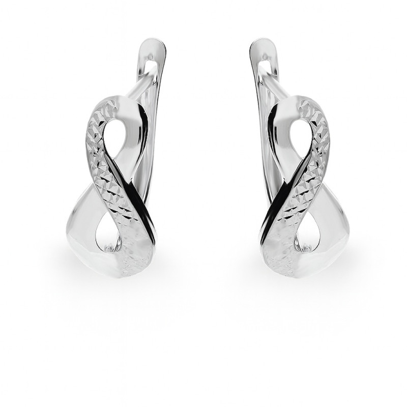 Kolczyki blaszki infinity z białego złota