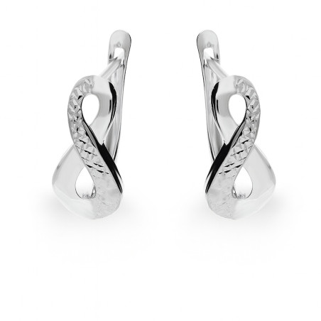 Kolczyki blaszki infinity z białego złota