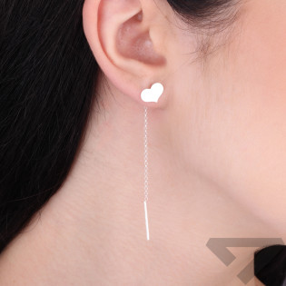 Kolczyki srebrne serce blask przeciągane na łańcuszku rolo