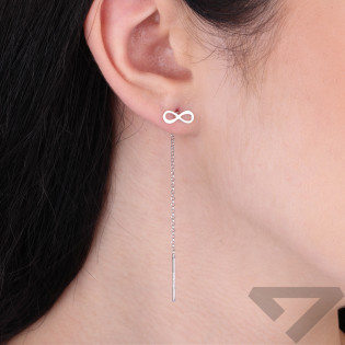 Kolczyki srebrna infinity ramka przeciągane na rolo