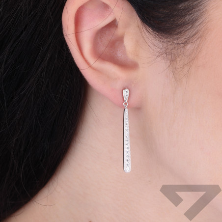 Kolczyki srebrne pałka obła wysadzana cyrkoniami