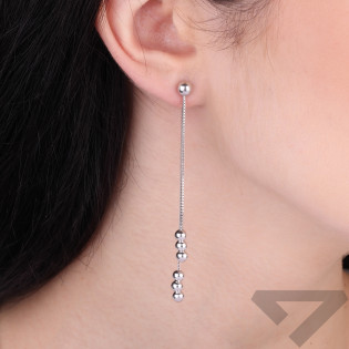 Kolczyki srebrne wiszące kulki na kostce