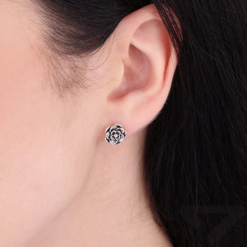 Kolczyki srebrne kwiat oksyda