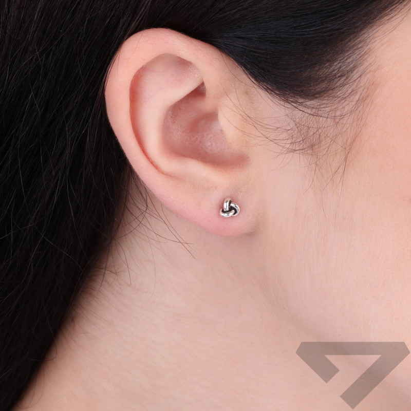 Kolczyki srebrne węzeł zapinane na sztyft