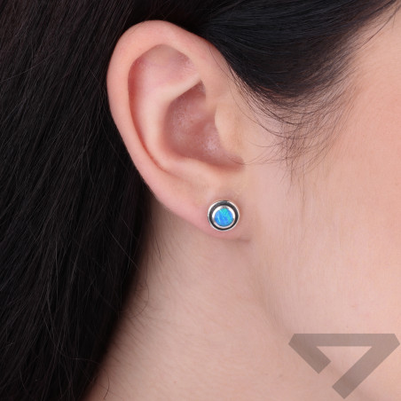 Kolczyki srebrne z opalem niebieskim jubilerskim