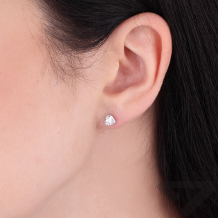 Kolczyki srebrne serce cyrkonia 5mm