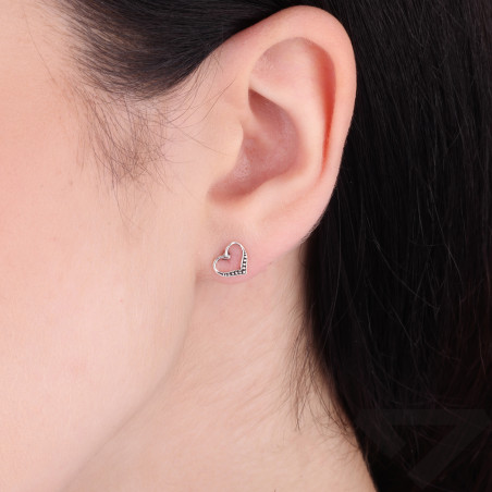 Kolczyki serce ramka z oksydą