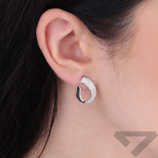 Kolczyki srebrne otwarta kropla z cyrkoniami