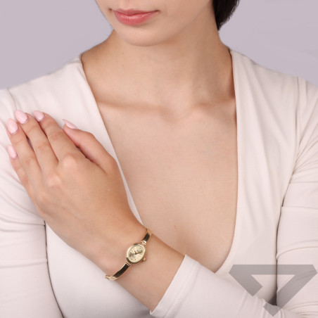 Zegarek złoty damski na bransolecie z owalną tarczą