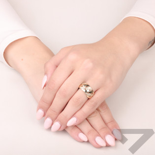 Pierścionek zloty blaszka z pancerką z cyrkoniami