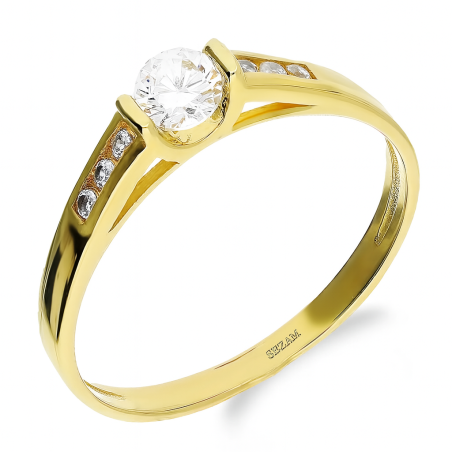 Pierścionek złoty ETERNO z białymi cyrkoniami