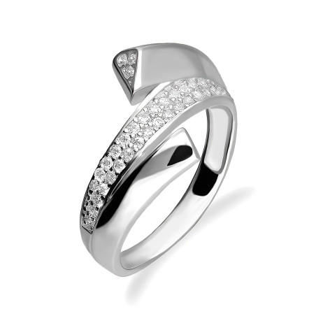 Pierścionek srebrny LINE z cyrkoniami