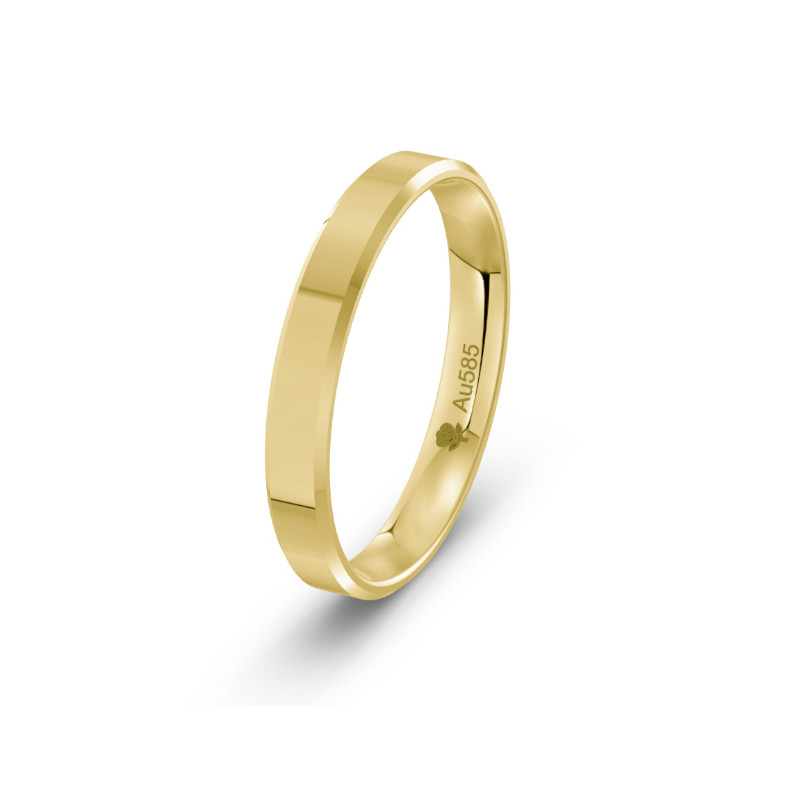 Obrączka złota fazowana 3 mm