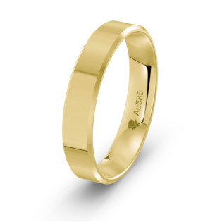 Obrączka złota fazowana 4 mm z soczewką