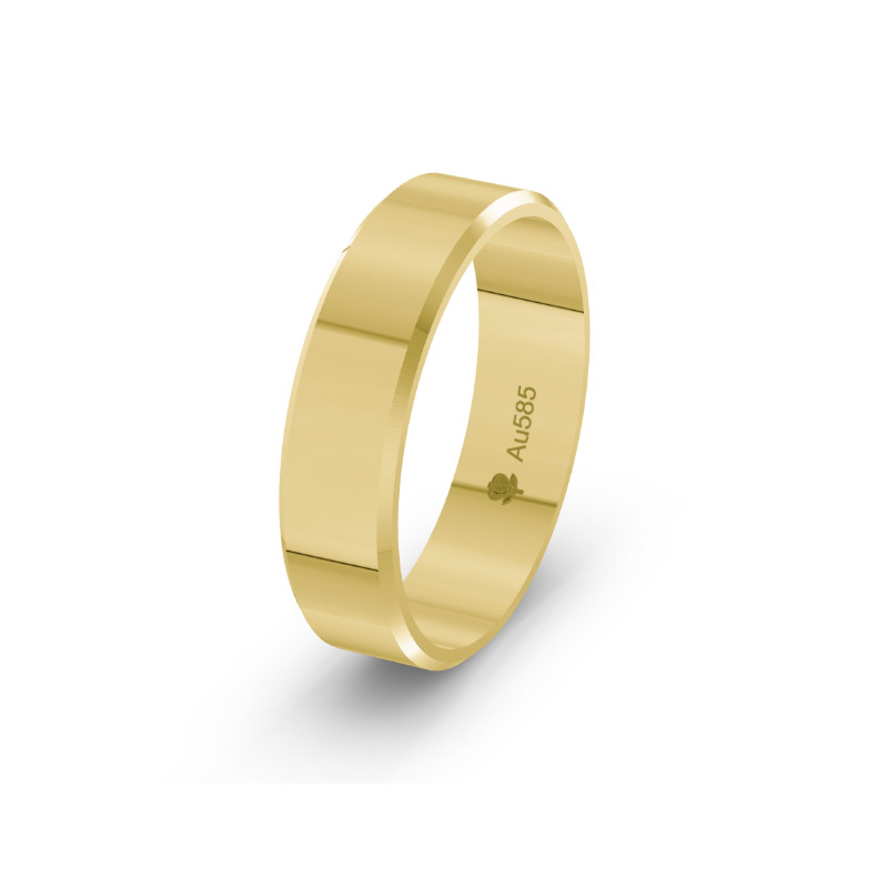 Obrączka złota fazowana 5 mm