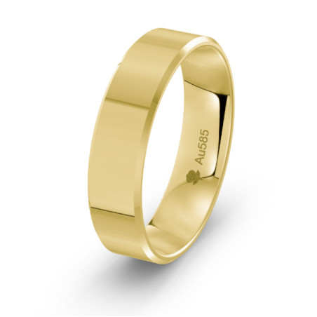 Obrączka złota fazowana 5 mm z soczewką