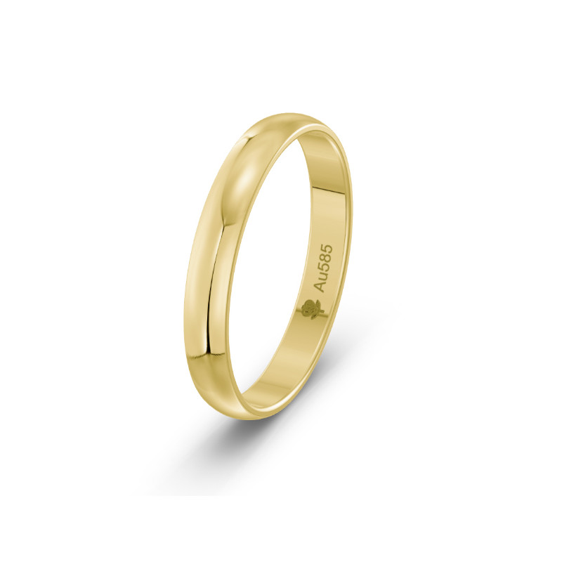Obrączka złota półokrągła 3 mm