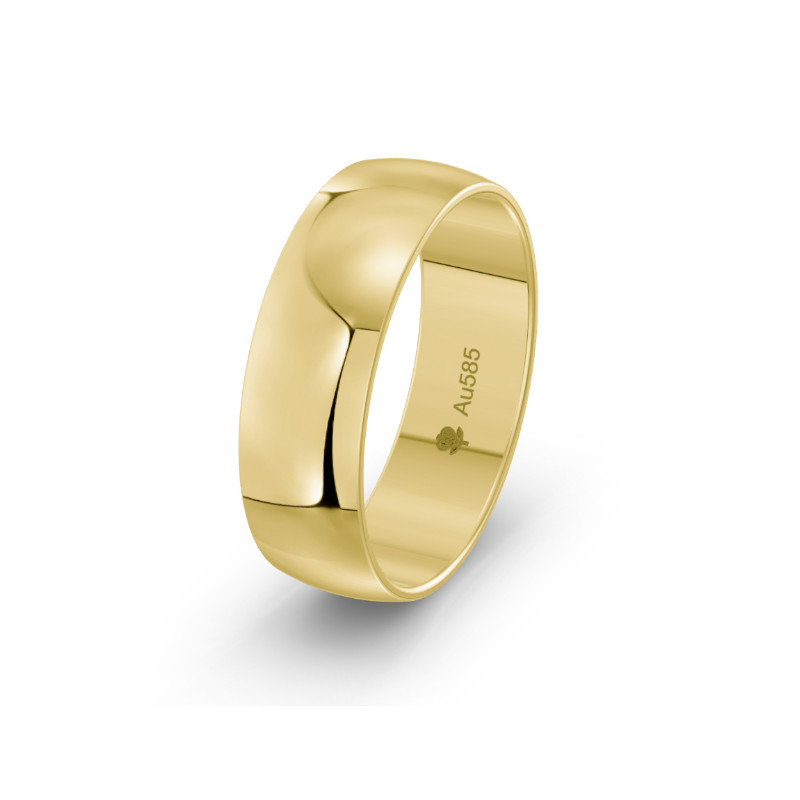 Obrączka złota półokrągła 6 mm