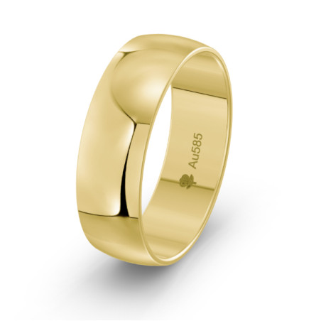 Obrączka złota półokrągła 6 mm