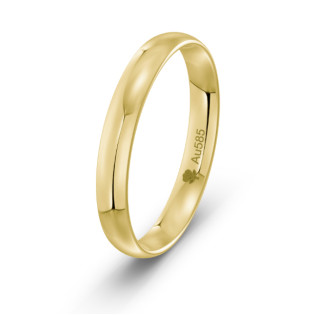 Obrączka złota  owalna 3 mm z soczewką