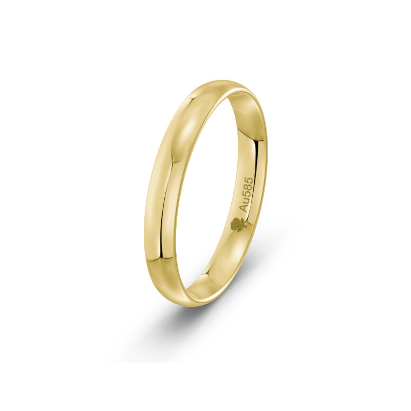 Obrączka złota  owalna 3 mm z soczewką