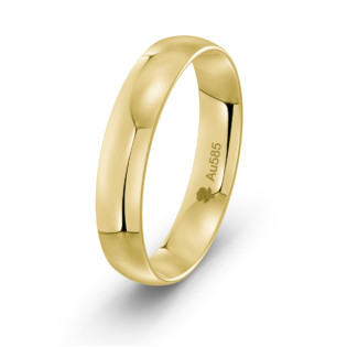 Obrączka złota owalna 4 mm z soczewką