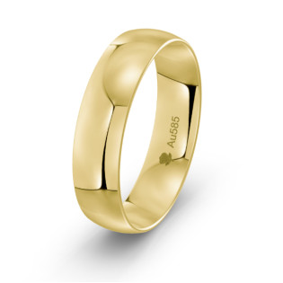 Obrączka złota owalna 5 mm z soczewką