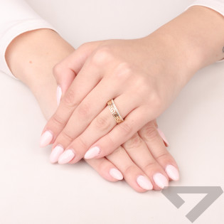 Pierścionek złoty greka z paskiem cyrkonii