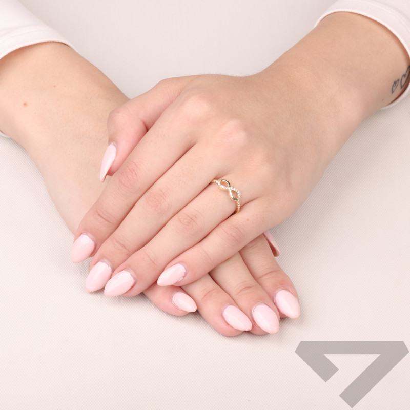 Pierścionek złoty infinity z cyrkoniami