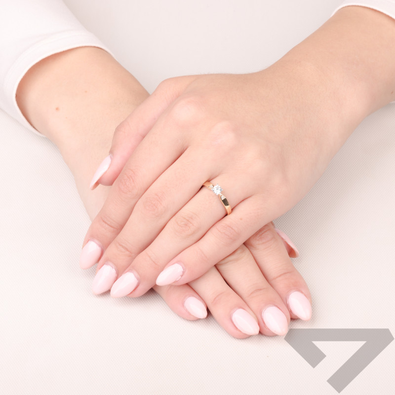 Pierścionek złoty SOLITER z cyrkonią