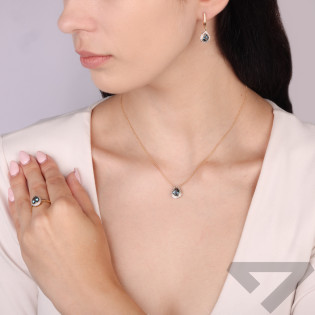 Kolczyki złote łezka Markiza z diamentami i Topazem Blue London