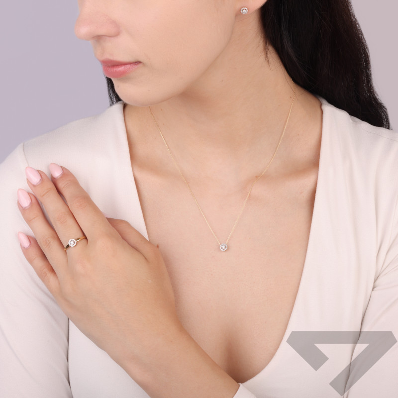 Kolczyki złote z diamentami okrągła oprawa Dreams