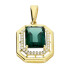 Zawieszka złota Markiza prostokąt z zieloną cyrkonią