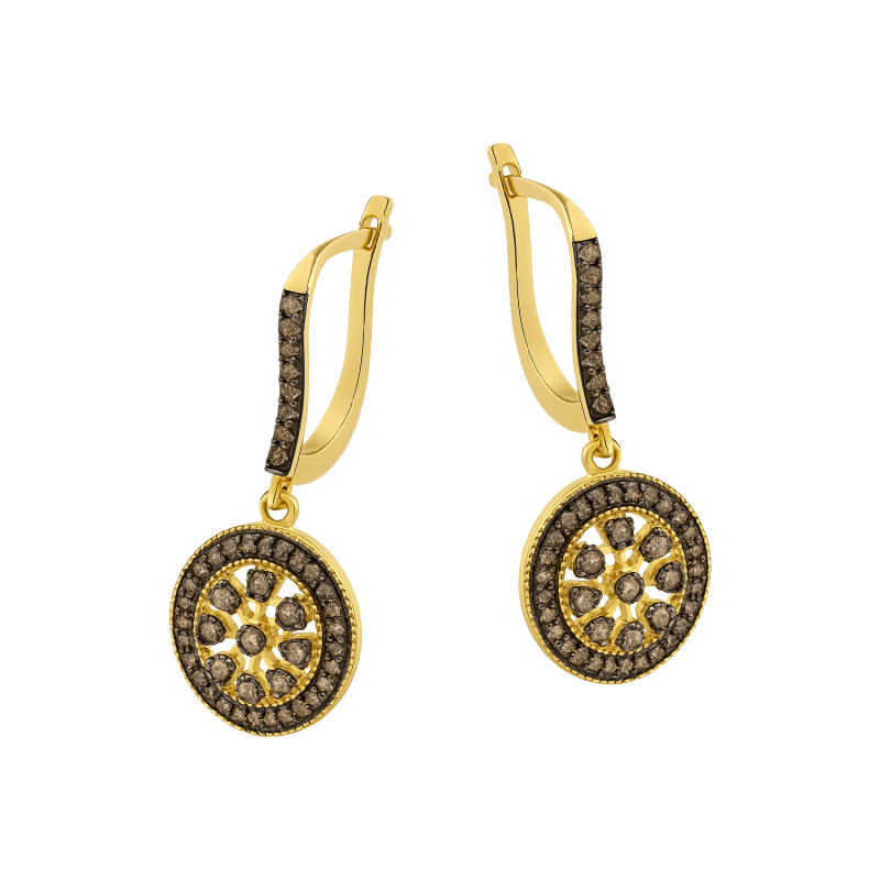 Kolczyki złote z szampańskimi diamentami próba 585