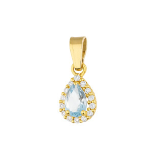 Zawieszka złota markiza z jasno-niebieską cyrkonią próba 585