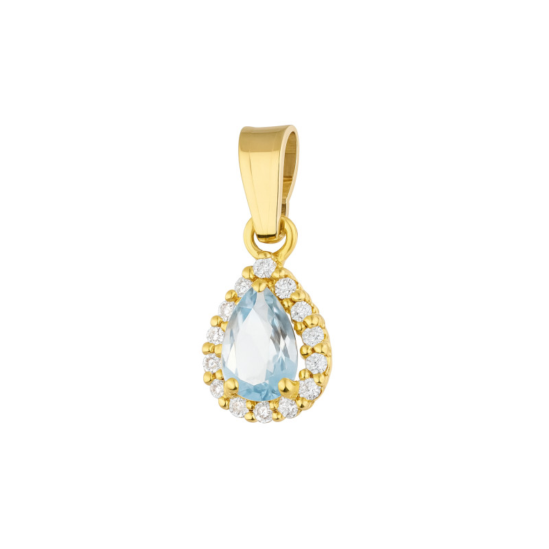 Zawieszka złota markiza z jasno-niebieską cyrkonią próba 585