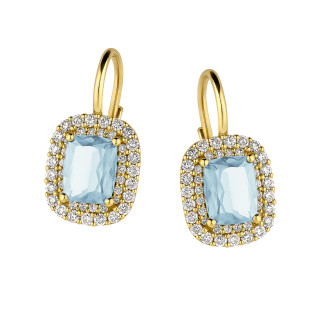 Kolczyki złote markiza z jasno-niebieską cyrkonią próba 585