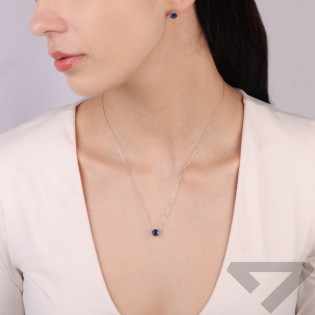 Kolczyki srebrne z naturalnym kyanitem