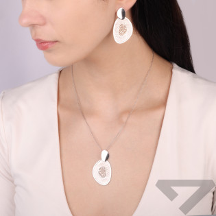 Kolczyki srebrne szczotkowany i gładki owal