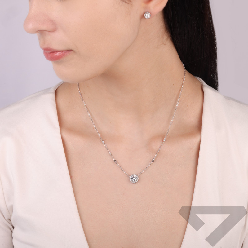 Komplet biżuterii z cyrkoniami kolczyki naszyjnik