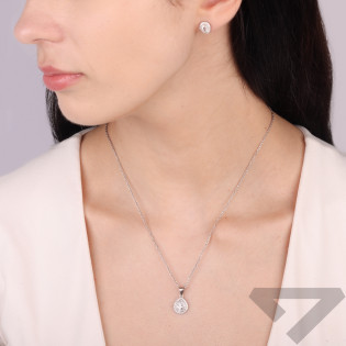 Komplet srebrnej biżuterii kolczyki i zawieszka Markiza kropla