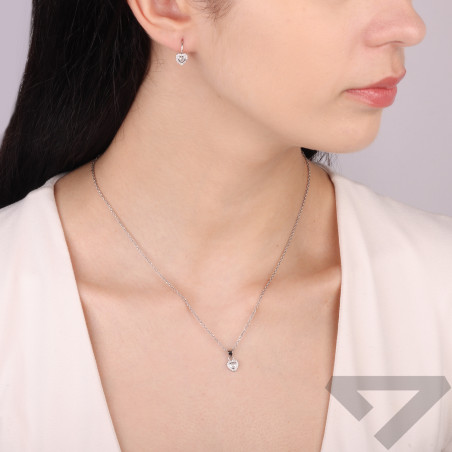 Komplet srebrnej biżuterii kolczyki i zawieszka Markiza serce